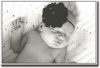 Baby with black flower b&w Fine Art Print(12 inch X 18 inch, Rolled)