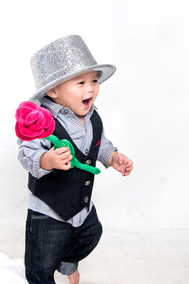 Child's Love - Baby with Silver Hat (3) Paper Print(18 inch X 12 inch, Streched)