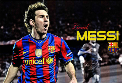 Lionel Messi FCB Paper Print(13 inch X 19 inch, Rolled)