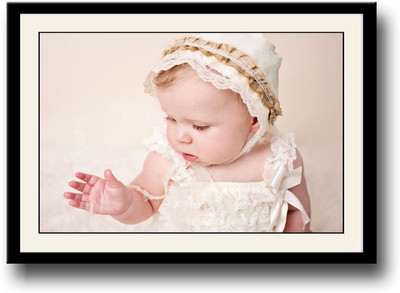 Baby in white dress Fine Art Print(10 inch X 14 inch, Framed)