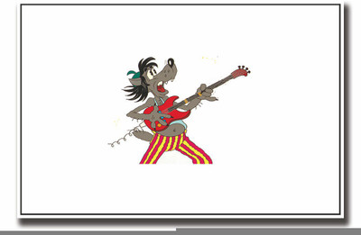 Posterhouzz Cartoon playing guitar Fine Art Print(12 inch X 18 inch, Rolled)