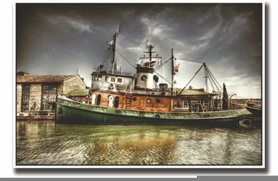 Posterhouzz Ship docked Fine Art Print(12 inch X 18 inch, Rolled)