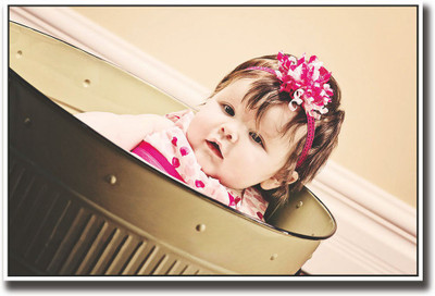 Cute Baby girl in bucket Fine Art Print(12 inch X 18 inch, Rolled)