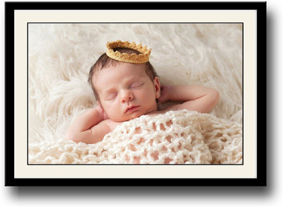 Adorable baby with crown Fine Art Print(10 inch X 14 inch, Framed)