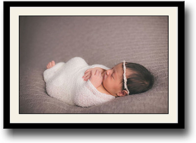 Newborn baby wrapped in white Fine Art Print(10 inch X 14 inch, Framed)