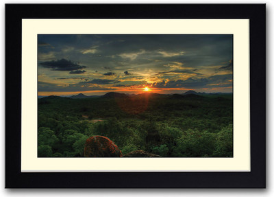Sunset in Mountain Fine Art Print(14 inch X 20 inch, Framed)