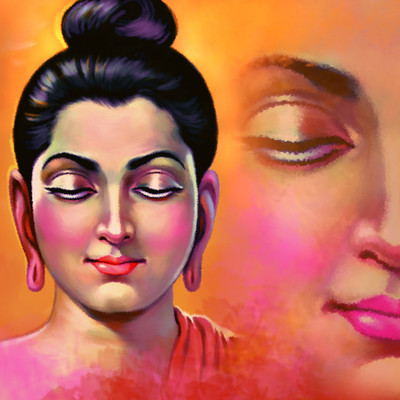 Buddha Painting Canvas Art(12 inch X 12 inch)