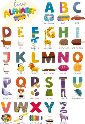 Oshi - Live Alphabet Paper Print(18 inch X 12 inch, Streched)