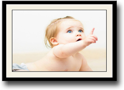Adorable Baby with Blue Eyes Fine Art Print(10 inch X 14 inch, Framed)