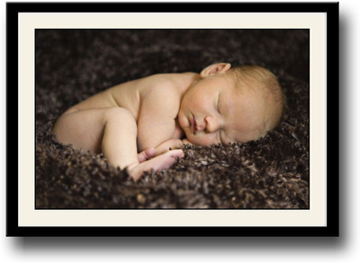 Baby on brown carpet Fine Art Print(10 inch X 14 inch, Framed)
