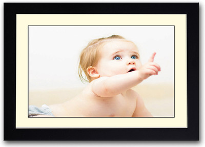 Adorable Baby with Blue Eyes Fine Art Print(14 inch X 20 inch, Framed)