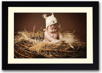 Baby In A Cute Nest Fine Art Print(14 inch X 20 inch, Framed)