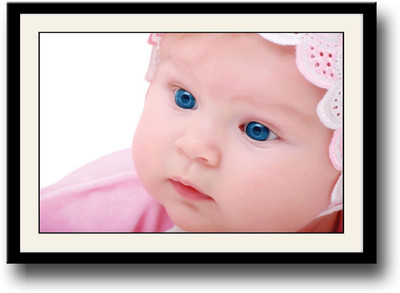 Cute Baby with Blue Eyes Fine Art Print(10 inch X 14 inch, Framed)