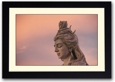 Parvati and Shiva Statue Fine Art Print(14 inch X 20 inch, Framed)