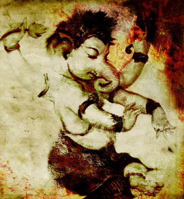 Ganesha Sepia Paper Print(20 inch X 18 inch, Rolled)