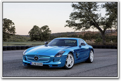 Blue Super Car on road Paper Print(12 inch X 18 inch)