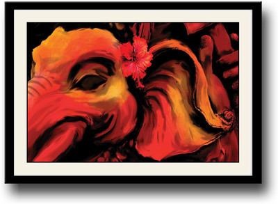 Red Elephant artistic Fine Art Print(10 inch X 14 inch, Framed)