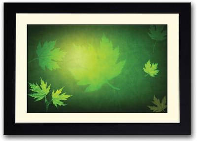 Green Leaves Design Fine Art Print(14 inch X 20 inch, Framed)