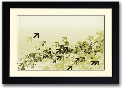 Green Arrows Abstract Fine Art Print(14 inch X 20 inch, Framed)
