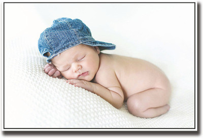 Baby sleeping with cap Fine Art Print(12 inch X 18 inch, Rolled)