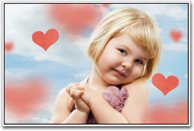 Baby girl with hearts Paper Print(12 inch X 18 inch)
