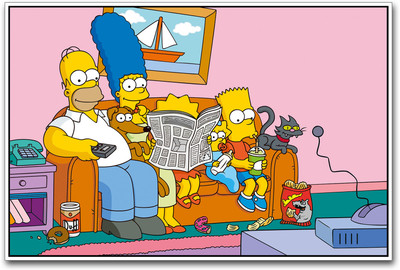The Simpsons watching TV Paper Print(12 inch X 18 inch)