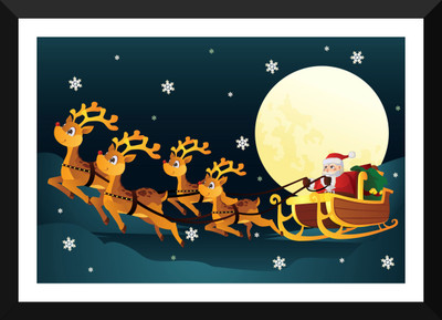 Tallenge - Christmas Art - Santa Claus - Large Size Ready To Hang Framed Digital Art Print On Photographic Paper(24 inch X 16 inch, Framed)