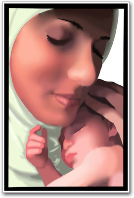 Artistic Baby with Mother Photographic Paper(18 inch X 12 inch)
