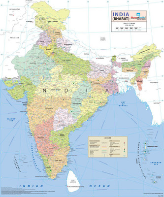 India Wall Map Fine Art Print(32 inch X 27.5 inch, Rolled)