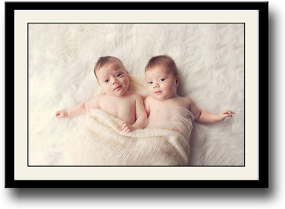 Cute twin babies Fine Art Print(10 inch X 14 inch, Framed)