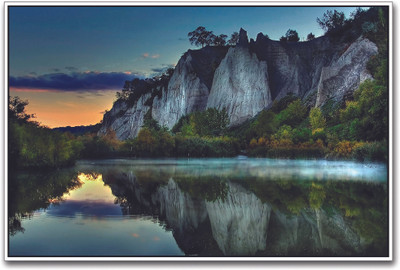 Reflection of Moountian in River Paper Print(12 inch X 18 inch)