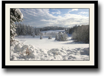 Snow Covered Landscape Fine Art Print(10 inch X 14 inch, Framed)