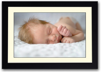 Baby With Brown Hair Fine Art Print(14 inch X 20 inch, Framed)