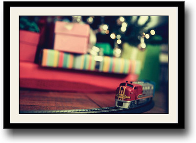 Red toy train Fine Art Print(10 inch X 14 inch, Framed)