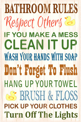 Oshi - Bathroom Rules Paper Print(18 inch X 12 inch, Stretched)