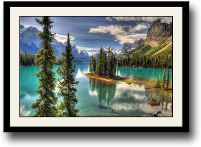 Beautiful water and mountains landscape Fine Art Print(10 inch X 14 inch, Framed)