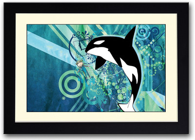 Girl and Dolphin Artistic Fine Art Print(14 inch X 20 inch, Framed)