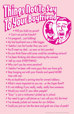 bCreative Things Not To Say On A Boyfriend Poster Paper Print(18 inch X 12 inch, Rolled)
bCreative Things Not To Say On A Boyfriend Poster Paper Print(18 inch X 12 inch, Rolled)