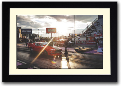 Red Racing Car Fine Art Print(14 inch X 20 inch, Framed)