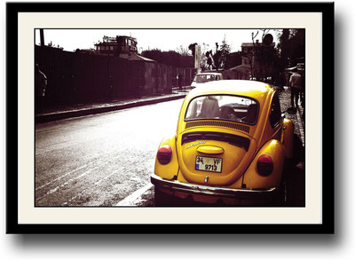 Yellow Volkswagen Fine Art Print(10 inch X 14 inch, Framed)