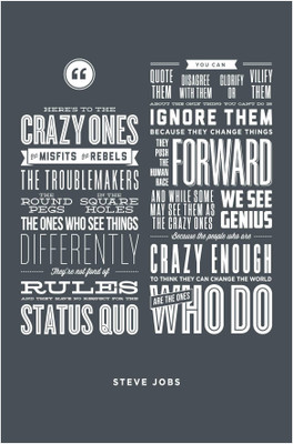 Inephos 'Steve Jobs - Heres to the crazy ones' Inspirational Poster Paper Print(18 inch X 12 inch, Rolled)
Inephos 'Steve Jobs - Heres to the crazy ones' Inspirational Poster Paper Print(18 inch X 12 inch, Rolled)
