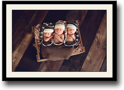 Three cute baby image Fine Art Print(10 inch X 14 inch, Framed)