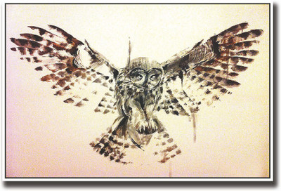 Artistic Owl with wings Fine Art Print(12 inch X 18 inch, Rolled)