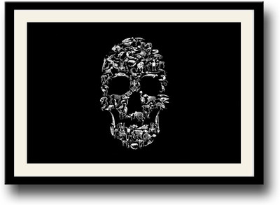 Skull made of animals Fine Art Print(10 inch X 14 inch, Framed)
