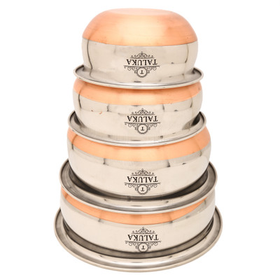 Taluka Stainless Steel Copper Bottom Handi Pot 4 Piece Set Combo Serving Handi Cookware Multi Purpose Copper Handi Capacity :- 500 ML , 800 ML , 1 Liter Handi 1.3 L(Stainless Steel, Copper)
Taluka Stainless Steel Copper Bottom Handi Pot 4 Piece Set Combo Serving Handi Cookware Multi Purpose Copper Handi Capacity :- 500 ML , 800 ML , 1 Liter Handi 1.3 L(Stainless Steel, Copper)