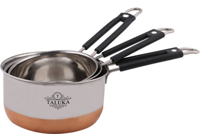 Taluka Stainless Steel Copper bottom Sauce Pan 3 PCS COMBO SET Capacity:- 1, 1.5, 2 Liter in One set KITCHEN COMBO Sauce Pan 16 cm diameter(Stainless Steel, Copper), Black;steel
Taluka Stainless Steel Copper bottom Sauce Pan 3 PCS COMBO SET Capacity:- 1, 1.5, 2 Liter in One set KITCHEN COMBO Sauce Pan 16 cm diameter(Stainless Steel, Copper), Black;steel