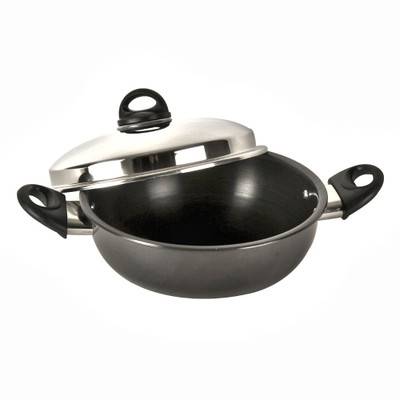Kitchen Chef Hard Anodized Deep Kadhai 27 cm with Lid(Hard Anodised, Non-stick), Grey
Kitchen Chef Hard Anodized Deep Kadhai 27 cm with Lid(Hard Anodised, Non-stick), Grey