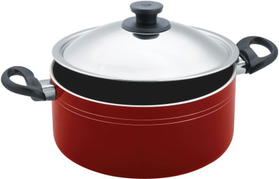 Pigeon Biryani Premium with Lid Pot 4 L with Lid(Aluminium, Non-stick), Red