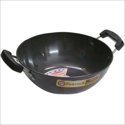 Peacock k 2 Kadhai 26 cm(Aluminium), Black