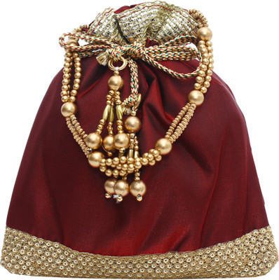 Bagaholics Ethnic Silk Batwa Potli(Maroon)